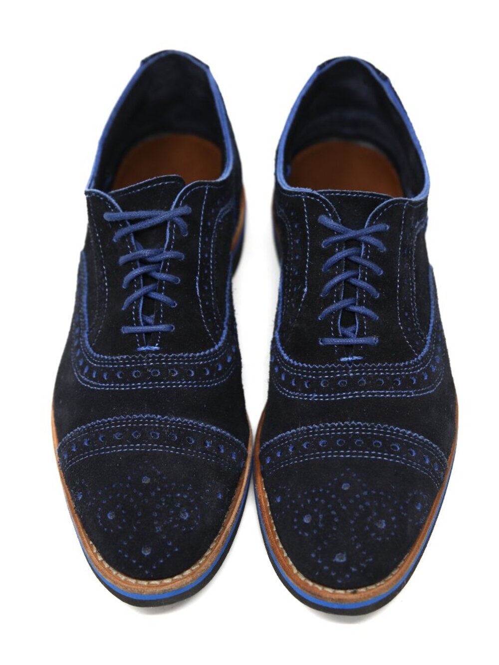 Allen Edmonds Mens Strandmok Shoes 7.5 B Black Blue Suede Leather Cap Toe MINT